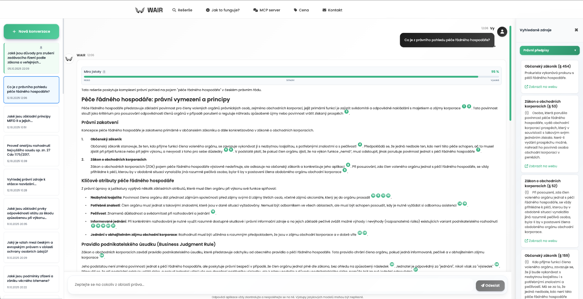 WAIR rešerše interface