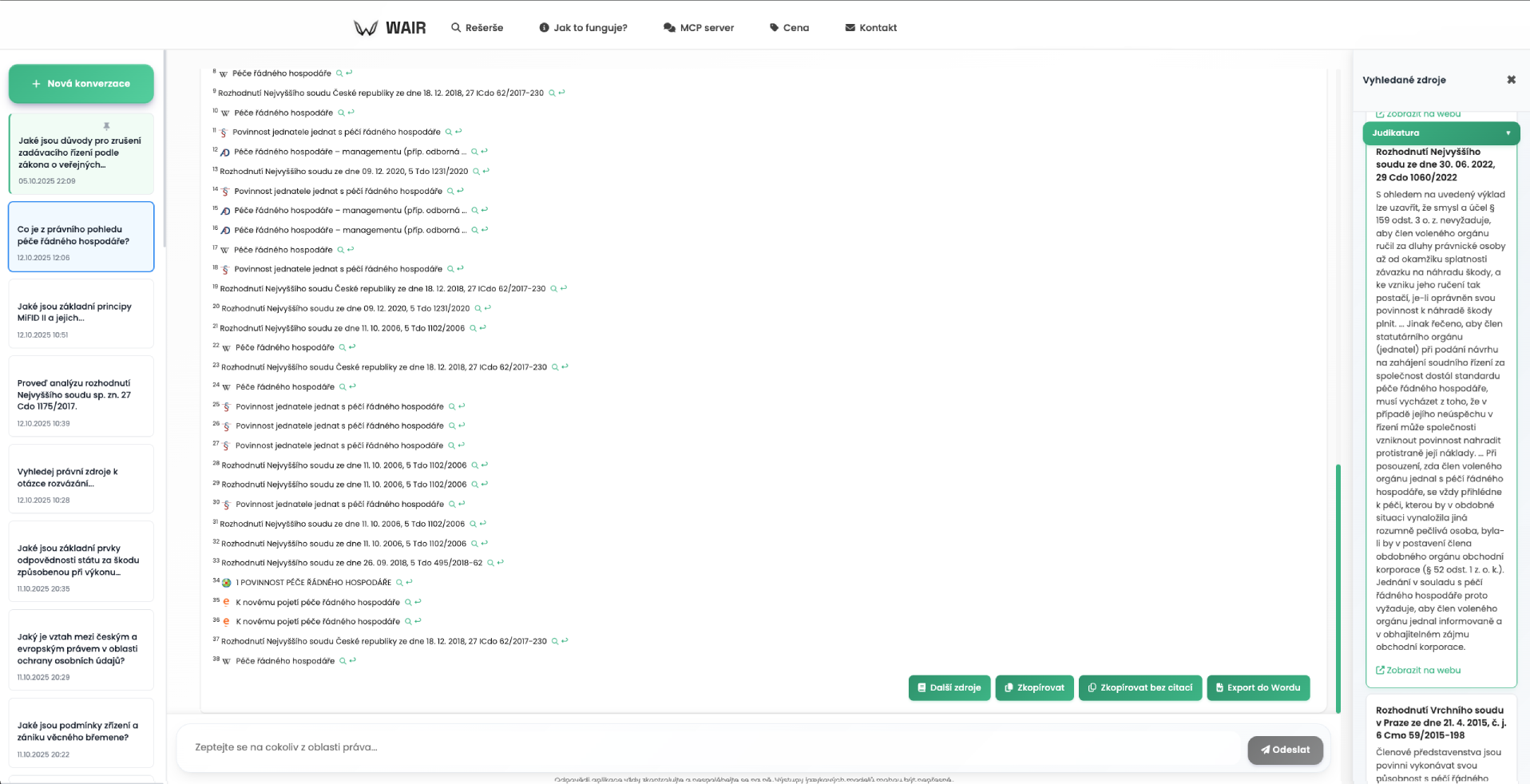 WAIR výsledky rešerše